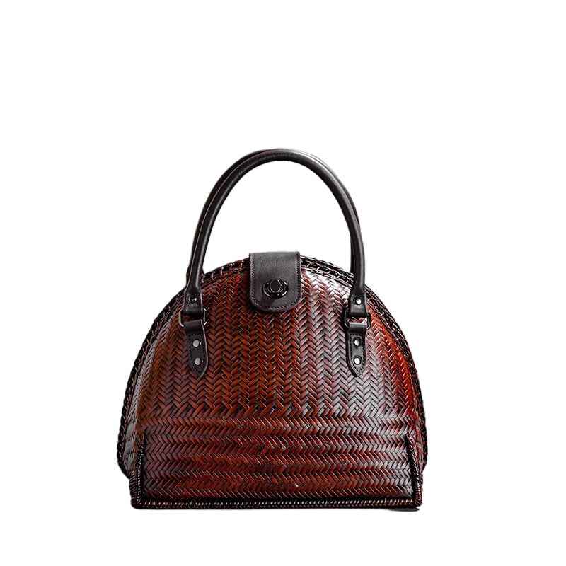 The Clamshell - Handwoven Bamboo Top-Handle Bag